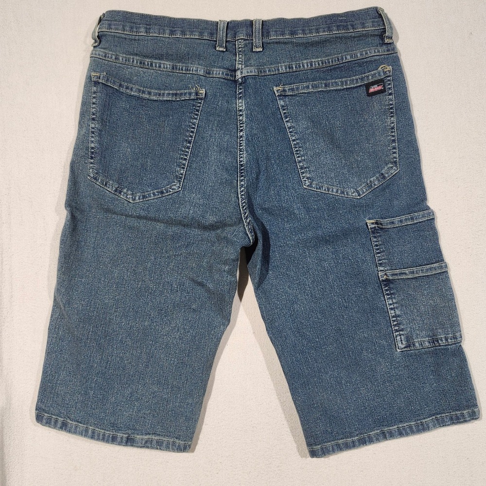 Dickies Jorts Mens Carpenter Denim Shorts Blue Medium Wash Stretch Size 34 Chore